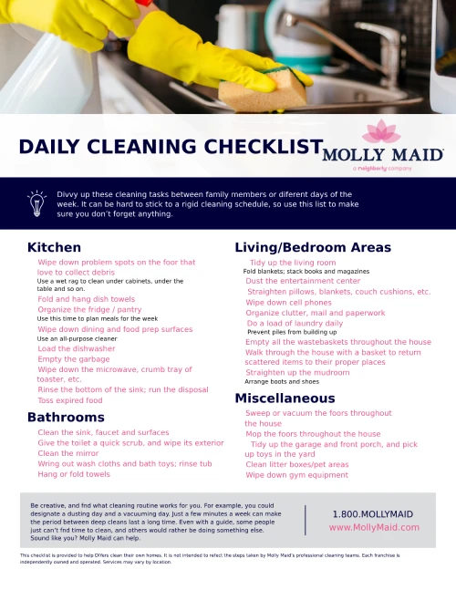 Molly Maid Daily Cleaning Checklist.