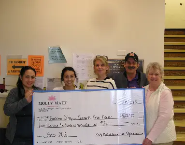 Molly Maid of Crystal Lake staff presenting a check to Community Crisis Center.