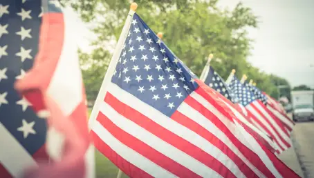 American flag laid out on a table