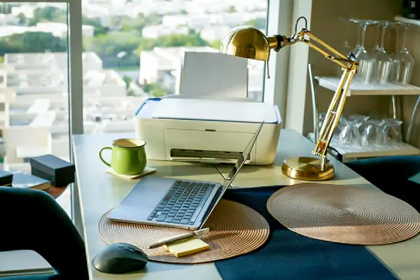 A clean and orderly home office workspace